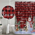 thumbnail image 4 of Christmas Snowman Shower Curtain Set with Hooks, Red Farm Truck Xmas Tree Waterproof Fabric Bathroom Curtains Decor Home Accessories,72X 96 Inch Extra Long, 4 of 9
