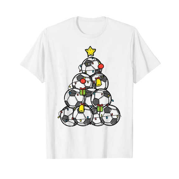 Soccer Christmas Tree Xmas Player Boys Girls Men Women T-Shirt White Tee