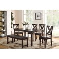 thumbnail image 3 of Contemporary Dining Table w 4x Side Chairs 1x Bench Cushion Seat Espresso Finish X-Design Chair Dining Room 6pc Set Rubber wood, 3 of 6