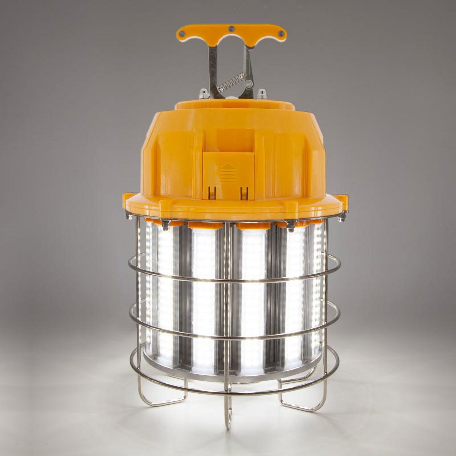 Maxxima High Bay LED Temporary Work Light Fixture - 100 Watt 12000 Lumens, Daylight 5000K, IP65, Linkable, Stainless Steel Cage Guard, Easy Latch to Mount, Plug in with Surge Protection