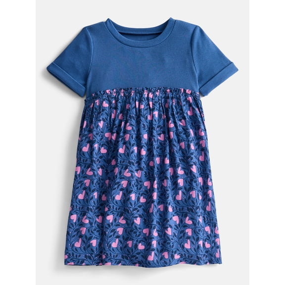 Wonder Nation Girls Woven Skirt Dress with Short Sleeves, Sizes 4-18