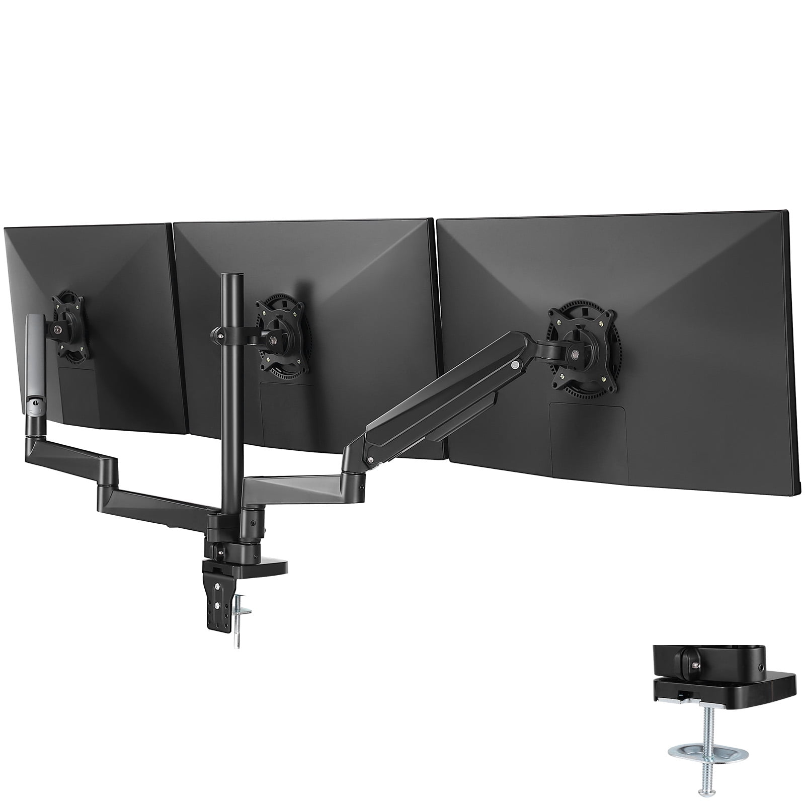 KFFKFF Triple Monitor Arm Mount Desk Stand for 13"-27" Screens up to 20 lbs Each Gas Spring Desk Arms