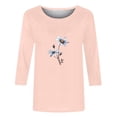 thumbnail image 5 of QIPOPIQ Hauts pour Femmes Chemises à Manches 3/4 Col Rond Blouses Amples Décontractées T-Shirts à Imprimé Marguerites Liquidation, 5 of 5