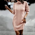 thumbnail image 2 of Prolriy Sweater Dresses for Women 2024 Trendy Womens Pullover Sweater Turtleneck Long Sleeve Solid Winter Knit Sweater Dress Womens Sweater Dress Pink L, 2 of 5