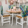 thumbnail image 3 of Peacock Fathers Chair Covers Set of 6 Abstract Green Blue Feather Chair Back Covers Stretch Removable Washable Slipcovers Protector for Dining Room Kitchen Party Decor, 3 of 9