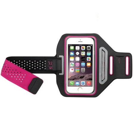 Samsung Galaxy Note 2 Mega Sports Advanced Armband Pouch for Samsung Galaxy S9, Mega 2, Note 4, Note 3, i527 Mega, Note 9, A7 2018, S9+, S8 Active, C7 Pro, S7 Plus , Hot Pink/ Black, w/ ID Card Cash Holder, Breathable Design ()