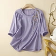 thumbnail image 2 of Women's Viscose Pajama Tops Crewneck 3/4 Sleeves Sleep Tee, 2 of 7