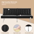 thumbnail image 4 of Tufted Split Back Futon Sofa Bed, Futon Convertible Sofa Bed with Metal Legs, Folding, Reclining Small Convertible Couch, Futon Couches for Living Room by Naomi Home, Faux Leather, Black, 4 of 16
