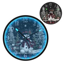 Voice Activated Clock with Glow Light 12 Inch Large Silent Wall Clock Battery Operated for Home Decor Christmas Snowman