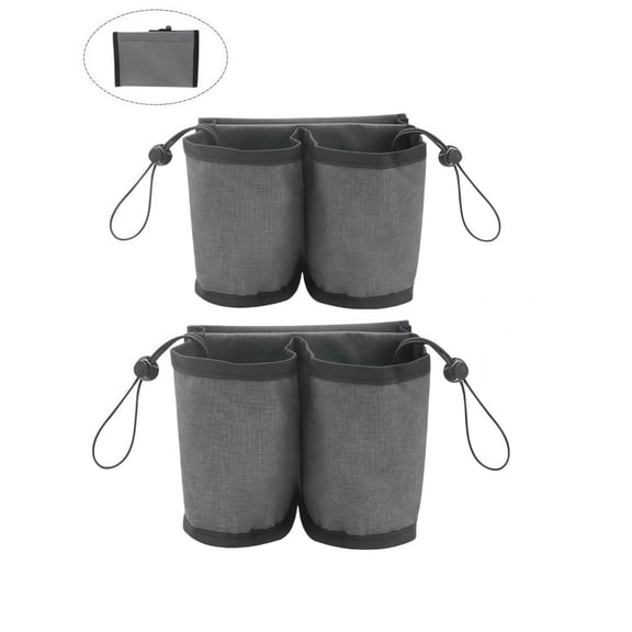 Wanfoou 2-in-1 Hands-Free Luggage Cup Holder, Travel Drink Caddy with Tight Drawstrings - Secure Carry-On Accessory for Coffee Cups, Fits All Suitcase Handles, for Flights And Vacations (Grey)