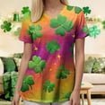 thumbnail image 5 of GEWSEY St. Patricks Day Scrub Tops for Women Irish Shamrock Holiday Shirts V Neck Short Sleeve Nursing Uniform with Pockets (Orange, L), 5 of 8