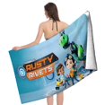 thumbnail image 4 of Rusty Rivets Toalla de playa de secado rápido con diseño temático, regalo para mujeres y niñas, ideal para cumpleaños, fans, amantes de la música, uso en la playa o al aire libre, 78 × 180 cm, 4 of 6
