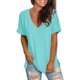 thumbnail image 3 of Blusa de manga larga,Blusa informal de cuello en V y manga corta con mangas enrolladas, mezcla de poliéster y elastano, corte holgado para mujer, sopatenor, 3 of 9