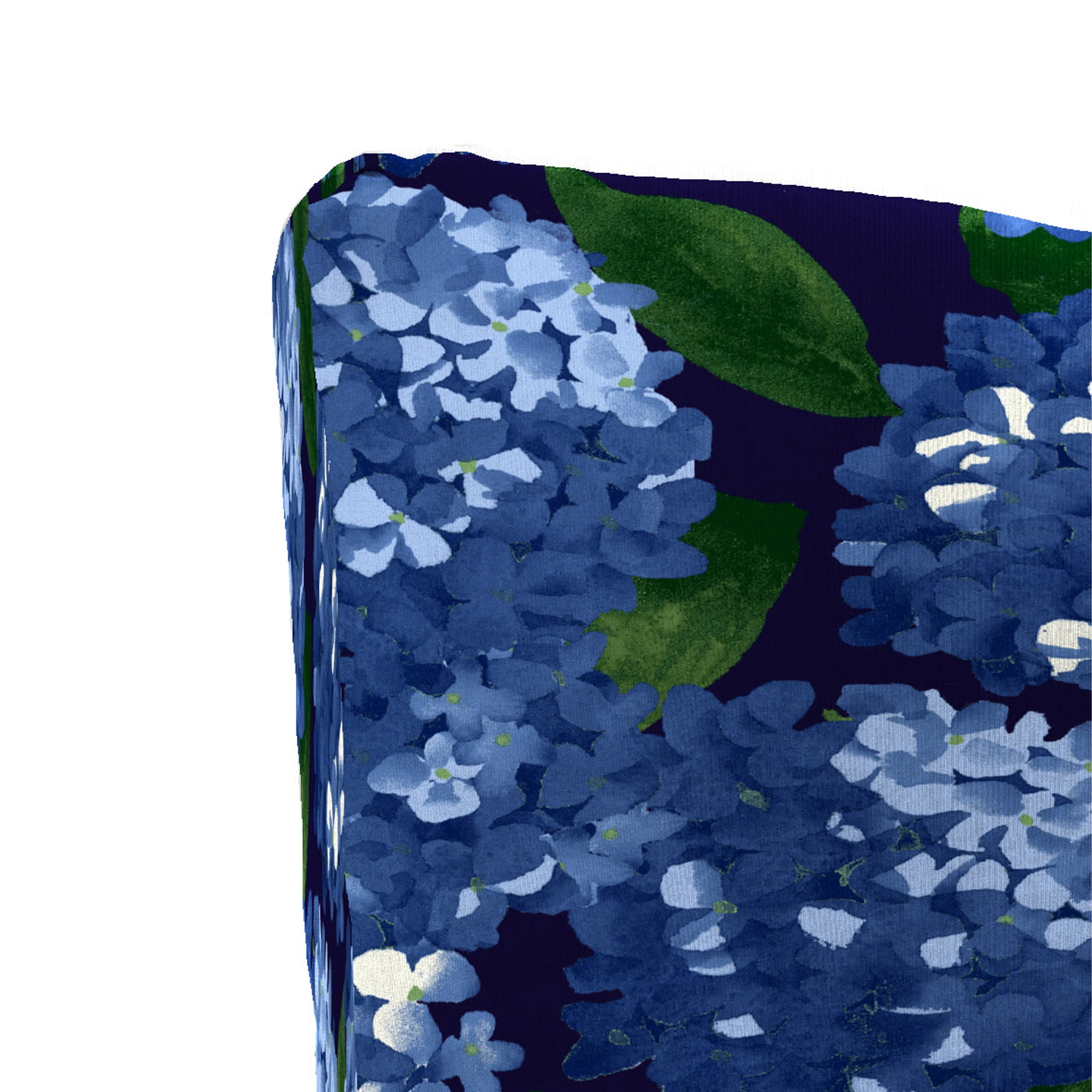 Jordan Manufacturing 37" x 19" Hydrangea Midnight Navy Floral Rectangular Outdoor Chair Cushion with Ties