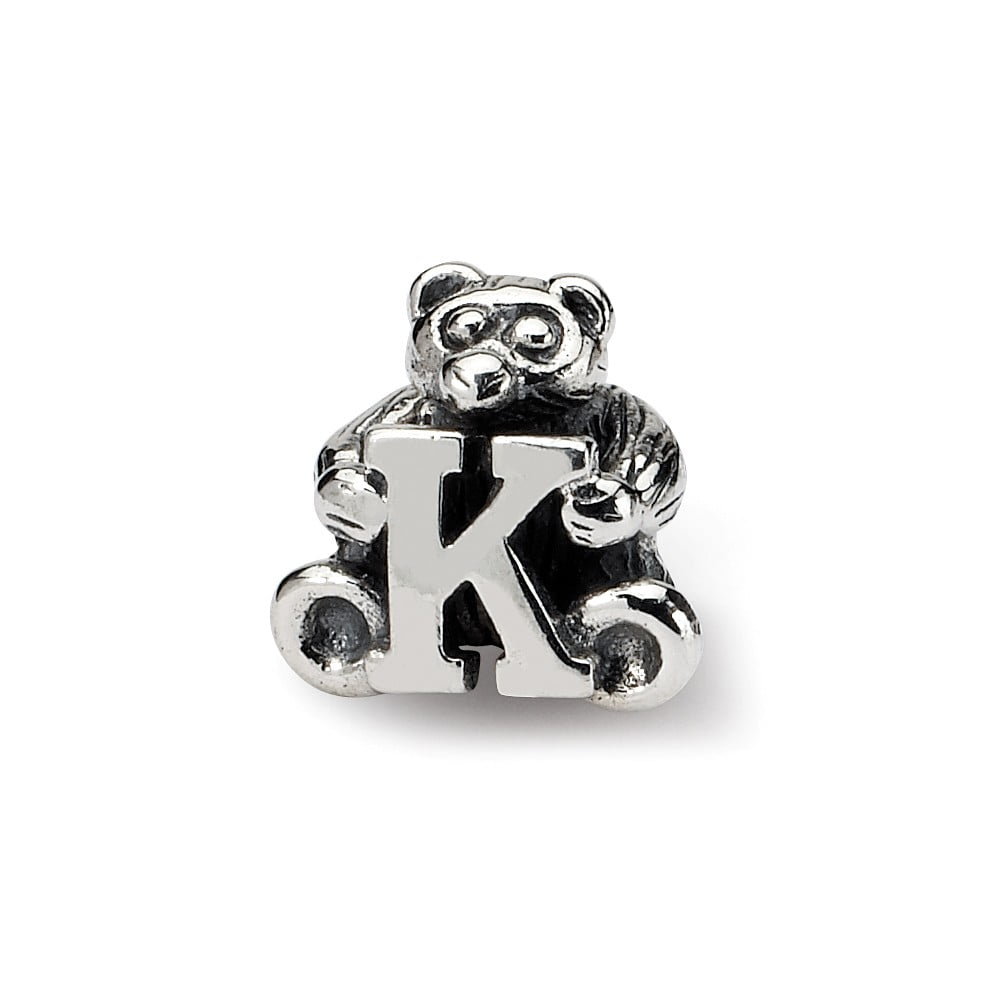 925 Sterling Silver Reflections Kids Letter K Bead; for Adults and Teens; for Women and Men