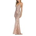 thumbnail image 2 of Yunliwuli Women Sequins Formal Dress Shiny V Neck Backless Evening Gown for Cocktail Wedding Party Dress, 2 of 6