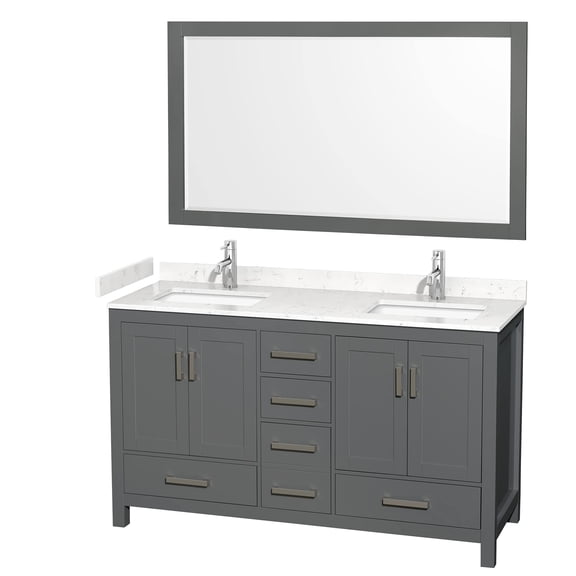 Wyndham Collection Sheffield 60" Wood Double Bathroom Vanity in Chrome/Dark Gray