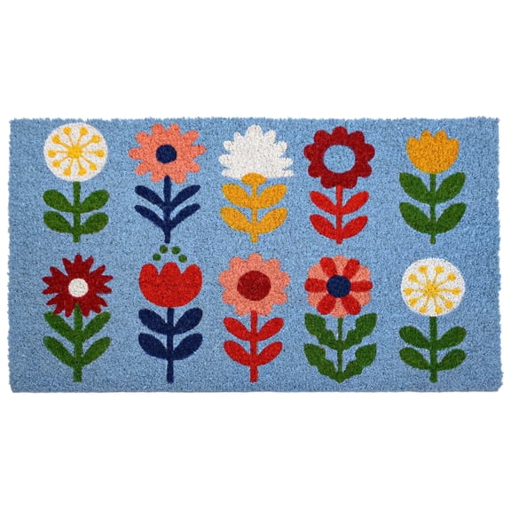 MAINEVENT Floral Coir Doormat 30x17 Inch, Spring Flower Outdoor Welcome Mat for Outside