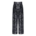 thumbnail image 3 of Hansber Girls' Shiny Sequins Pants Hip Hop Jazz Dance Disco Wide Leg Trousers Rave Festival Party Dress Pants Black 10, 3 of 7