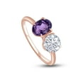 thumbnail image 4 of 1 1/2 Carat 7X5MM Oval Shape Natural Amethyst & 6MM Round Cut Lab Created Moissanite Diamond Toi Et Moi 2-Stone Engagement Ring For Women In 14K Rose Gold Over Sterling Silver(1.50Cttw)-4.5, 4 of 6