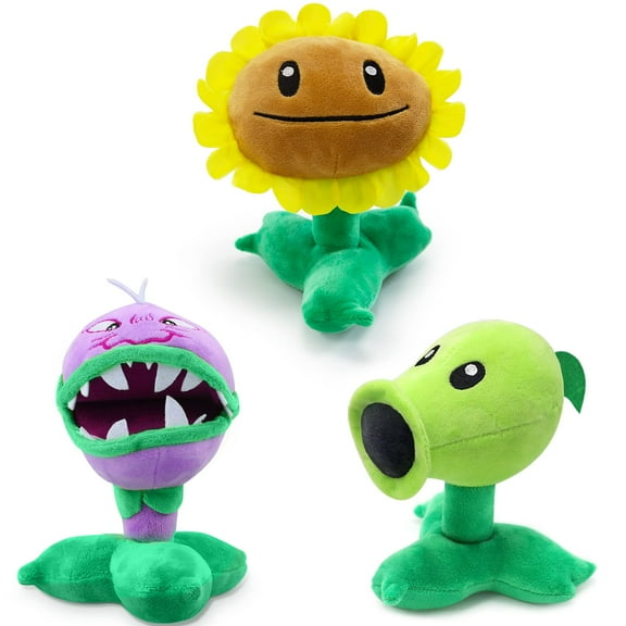 3 Pieces Plants and Zombies vs Plush Toy, 8'' Tall PVZ Stuffed Figure Doll for Children, Great Gifts for Kids and Fans