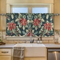 thumbnail image 2 of Yayeee Kitchen Curtains Tier Set of 2 Light Filtering 57"x36" Over Sink Window Panels, Retro Christmas Poinsettia, 2 of 7