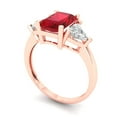 thumbnail image 2 of 2.82 ct Emerald Cut Simulated Pink Tourmaline 3 Stone 18K Rose Gold Womens Engagement Ring, 2 of 5
