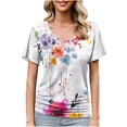 thumbnail image 2 of Weiqiqre T Shirts for Women Short Sleeve Shirts V Neck Blouse Ruched Business Casual Basic Tunic Tops, 2 of 6