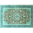 thumbnail image 1 of Ahgly Company Indoor Rectangle Medallion Turquoise Blue Traditional Area Rugs, 2' x 4', 1 of 4