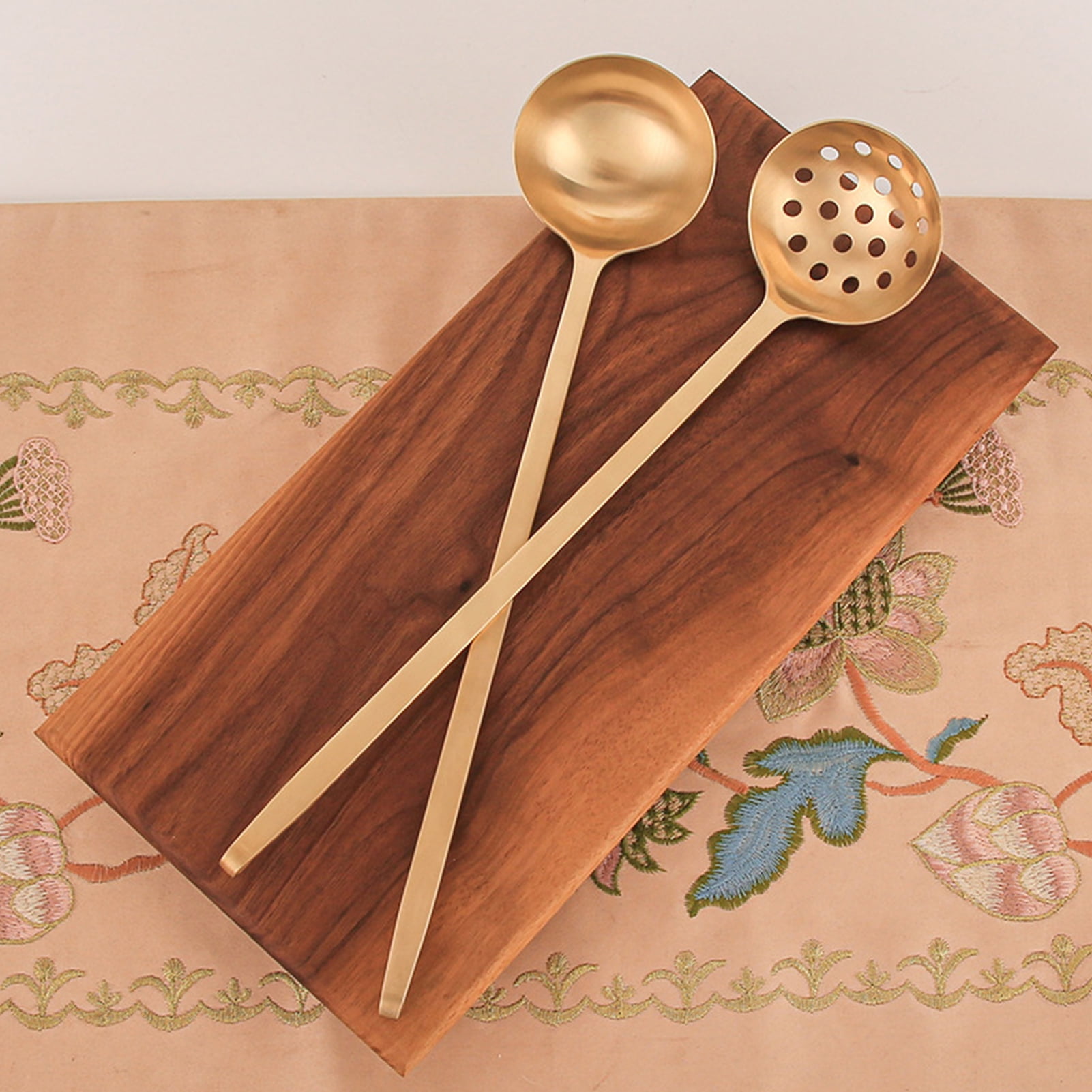 Dream Lifestyle Gold Metal Soup Ladle Colander, AntiSlip Copper