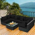 thumbnail image 1 of Gymax 7PCS Rattan Patio Conversation Set Sectional Furniture Set w/ Black Cushion, 1 of 10