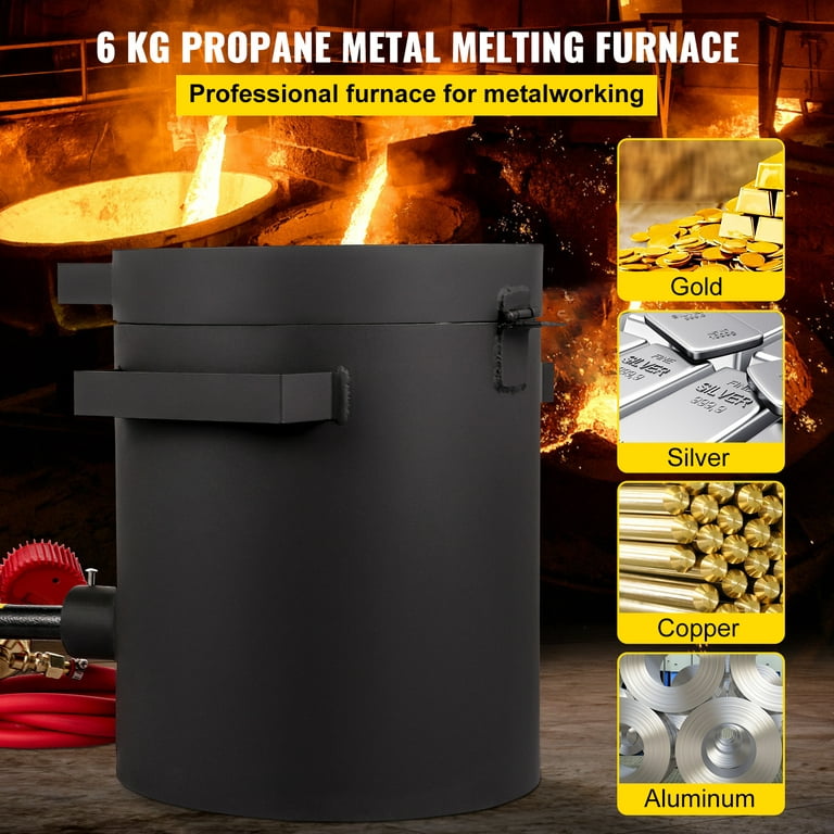 VEVOR Propane Melting Furnace 2462°F 6 kg Metal Foundry Furnace Kit with Graphite Crucible and Tongs Casting Melting Smelting Refining Precious