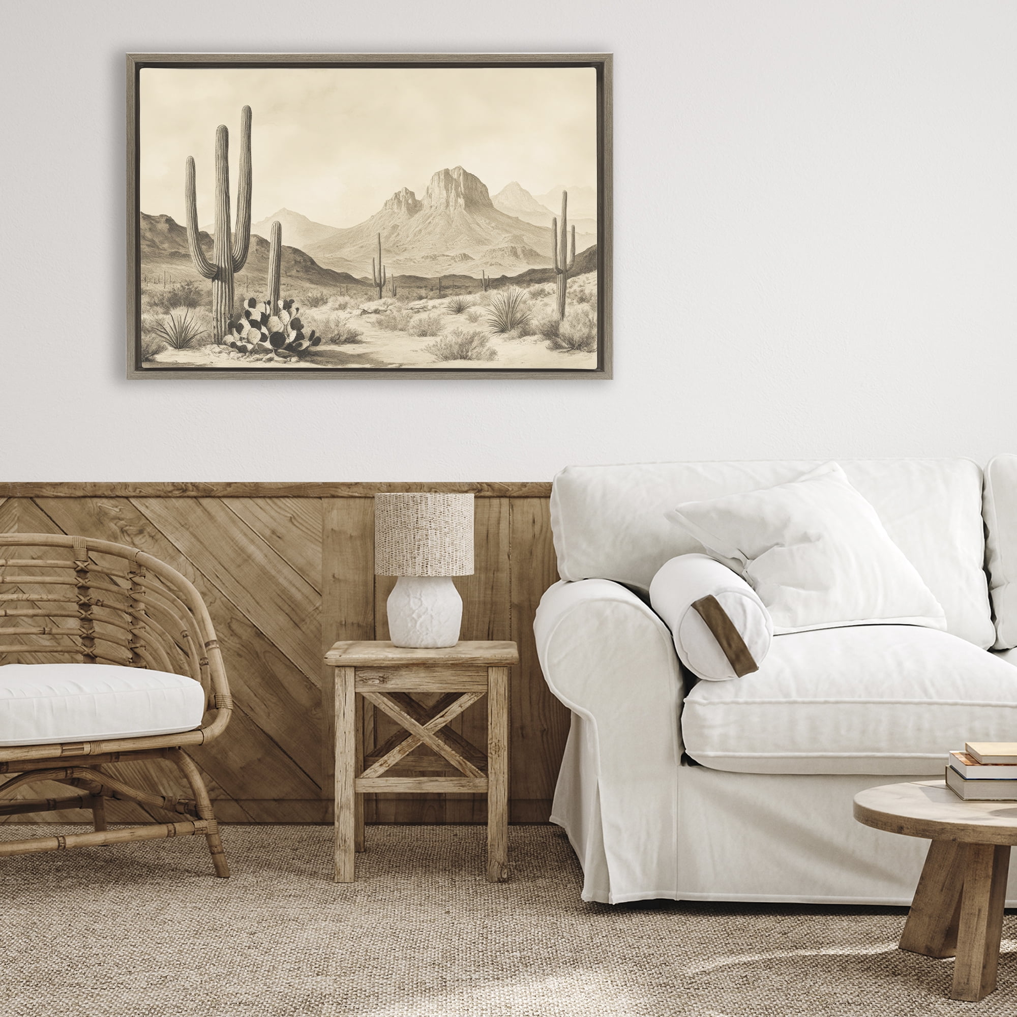Stupell Industries Arizona Desert Vista Brown Framed Floater Canvas Wall Art, design by Petal Prints Design