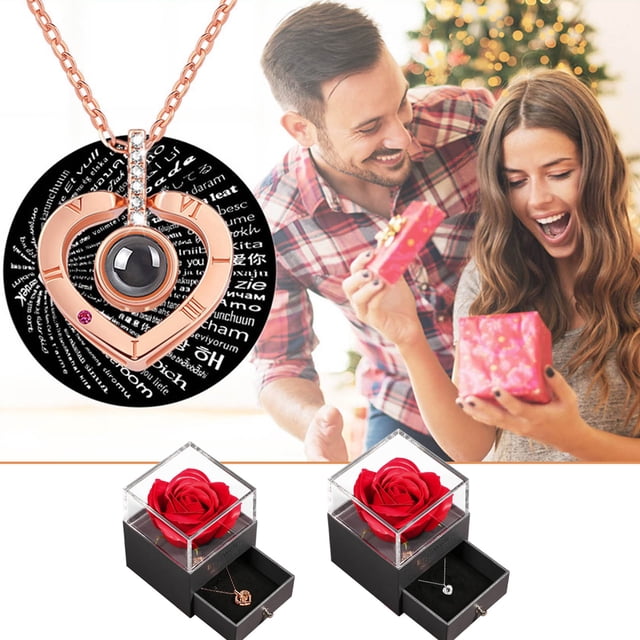 Sentmoon Necklaces Valentines Day Cards The Valentine Day Gift Box Leaves For The Worthwhile Person Allowing Beautiful Flowers To Forever Accompany Your Feelings Include Necklace