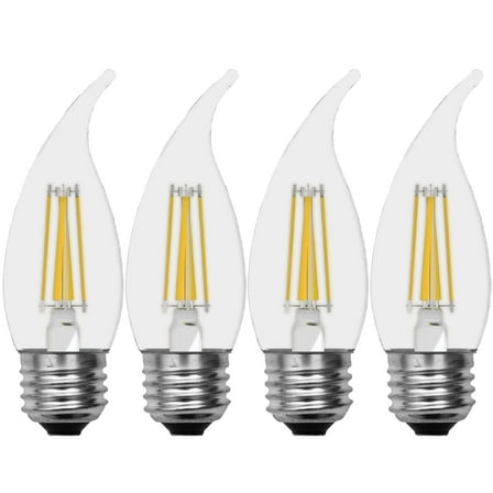 GE Lighting 28479 Bent Tip Decorative Candle LED, 4-Pack, Clear, 4 Bulb
