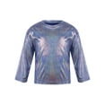 thumbnail image 1 of renvena Boys Girls Crop Top Metallic Shiny Long Sleeve Tank Top T-Shirt Toddler Sequins Dance Leotard Hip Hop Outwear, 1 of 7