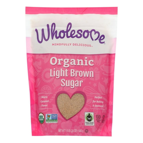 (3 Pack)Wholesome Organic Light Brown Sugar, 24 Oz