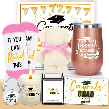 Graduation Gifts for Her 2024,Best High School College Congratulations Gifts, Master Degree Grad Gifts Box with Tumbler, New Job Gifts, Congrats Gifts for Women Girls