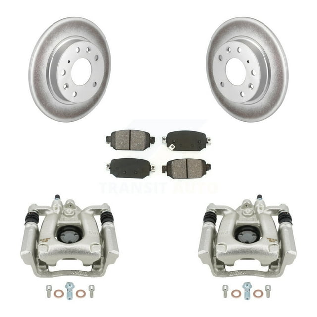 Transit Auto Rear Disc Brake Caliper Coated Rotors and Semi-Metallic Pads Kit for Car Mazda 3 Sport KCG-100289S