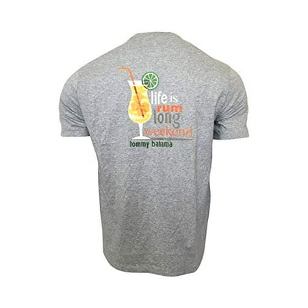 Tommy Bahama Men's T-Shirt Rum Long Weekend Tee 100% Cotton Grey Heather (Large)