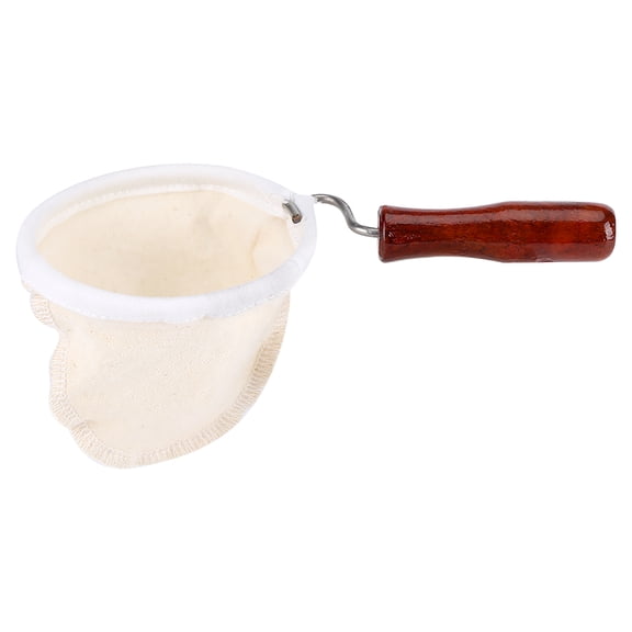 Cloth Coffee Filter, Reusable Coffee Sock Washable Flannel Cloth Handmade Coffee Filter Strainer with Wood Handle for Coffee Lover Home Office[Small size]