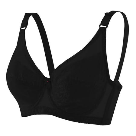 Pavied Minimizer Bras Bralettes for Women Feelingirl Bra Womens Daily Solid Lace Gathered Bra Straps Breast Cup Underwear Seamless Bras Underwire Bras Black 44
