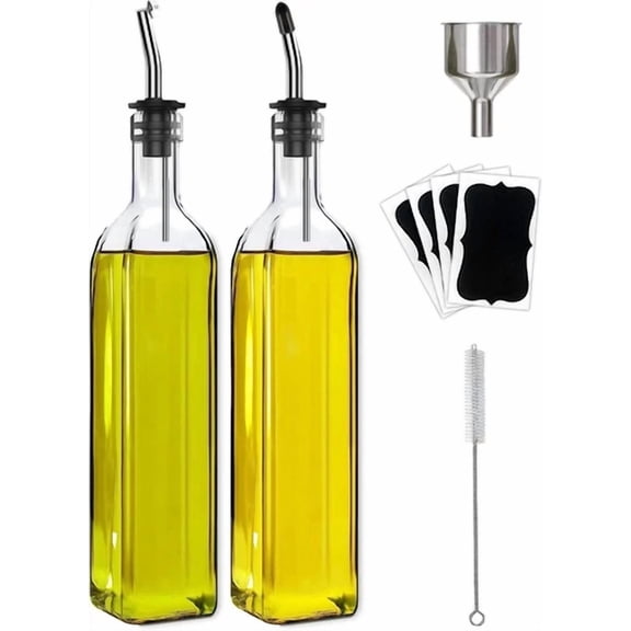 Olive Oil Dispenser Bottle, 2 Pcs Glass Olive Oil Dispenser And Vinegar Set With
