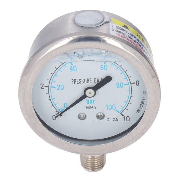 Oil Pressure Gauge Glycerin Filled Pressure Gauge Bar Mpa Dual Scale 1 4" NPT Thread Connector Gauge for Household Industrial Pressure Gauges