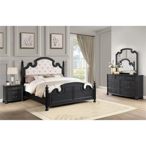 Coaster Company Celina 4-Piece Traditional Plywood Queen Black/Beige