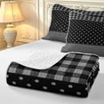 thumbnail image 4 of Manfei Geometric Check Quilt Full,Minimalism Polka Dot Full Bedspread Sets,Gray Black,3 Pieces,1 Coverlet and 2 Pillowcases, 4 of 7