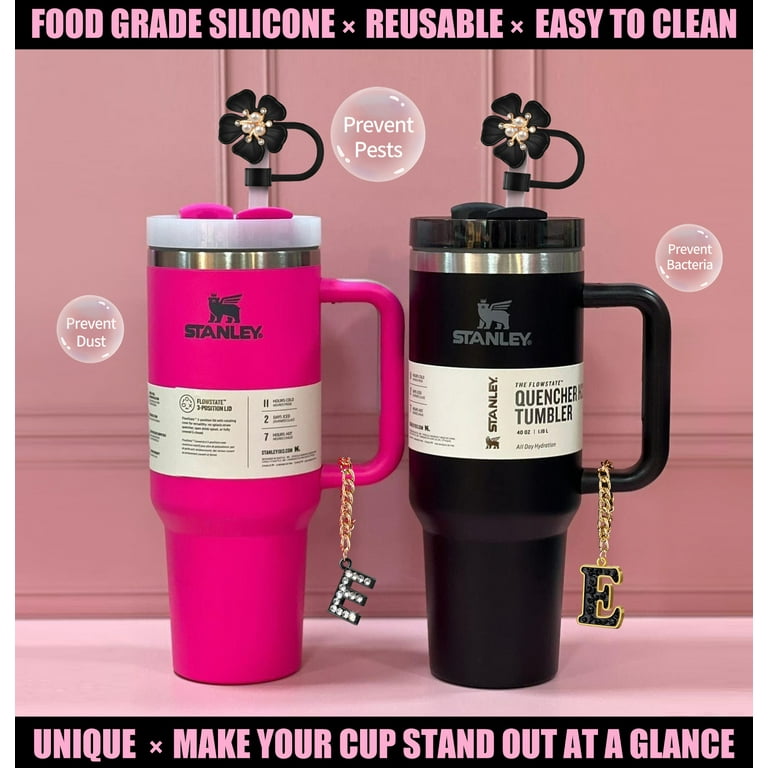 Stanley Cup Purple Stanley Cup Accessories Set  Handle Strap, Butterfly  Straw Cover, Letter Charm & Sticker For 30oz & 40oz Tumblers (Pink) Stanley  30 Oz Tumbler With Handle