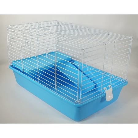 Penn-Plax Multi-Level Small Animal Cage - Includes Ramp and Elevated Resting Platform - Blue & White