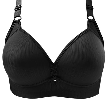 Hontri Bras for Women Thin Laceless Steel Ring Comfortable Breathability Underwear Large Size Brater Buckle Female Bra Deep V Neck Vest Bralette Wireless Seamless Bra ( 3 X Bras Clearance Sales )