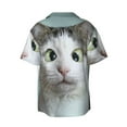 thumbnail image 5 of Uemuo Funny Cat Pattern Cotton Linen Short Sleeve Shirts,Casual Lightweight Button Down Shirts,Vacation Beach Summer Tops-Medium, 5 of 7